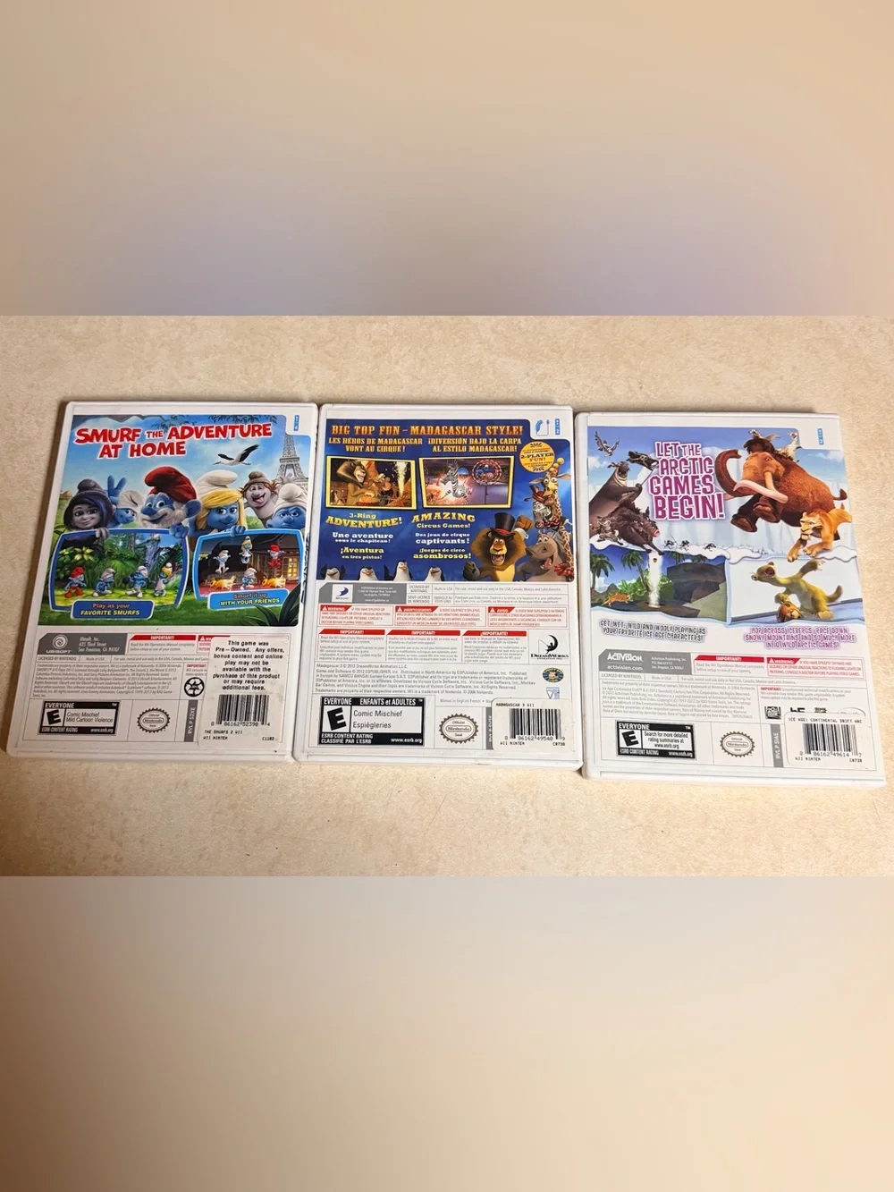 Madagascar 3 - Smurfs 2 - Ice Age Nintendo Wii Games - Bundle